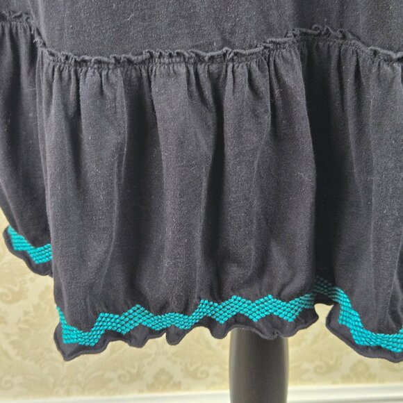 Johnny Was Size Medium Black Double Vneck Floral Embroidered Dress Sleeveless - Picture 6 of 16